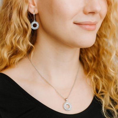 نیم ست نگین دار طرح دایره‌