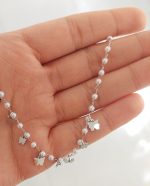 گردنبند طرح مروارید و پروانه