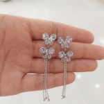 گوشواره بلند پرنگین طرح گل