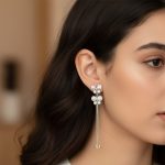 گوشواره بلند پرنگین طرح گل