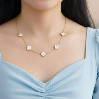 گردنبند ونکلیف طلایی گل ریز